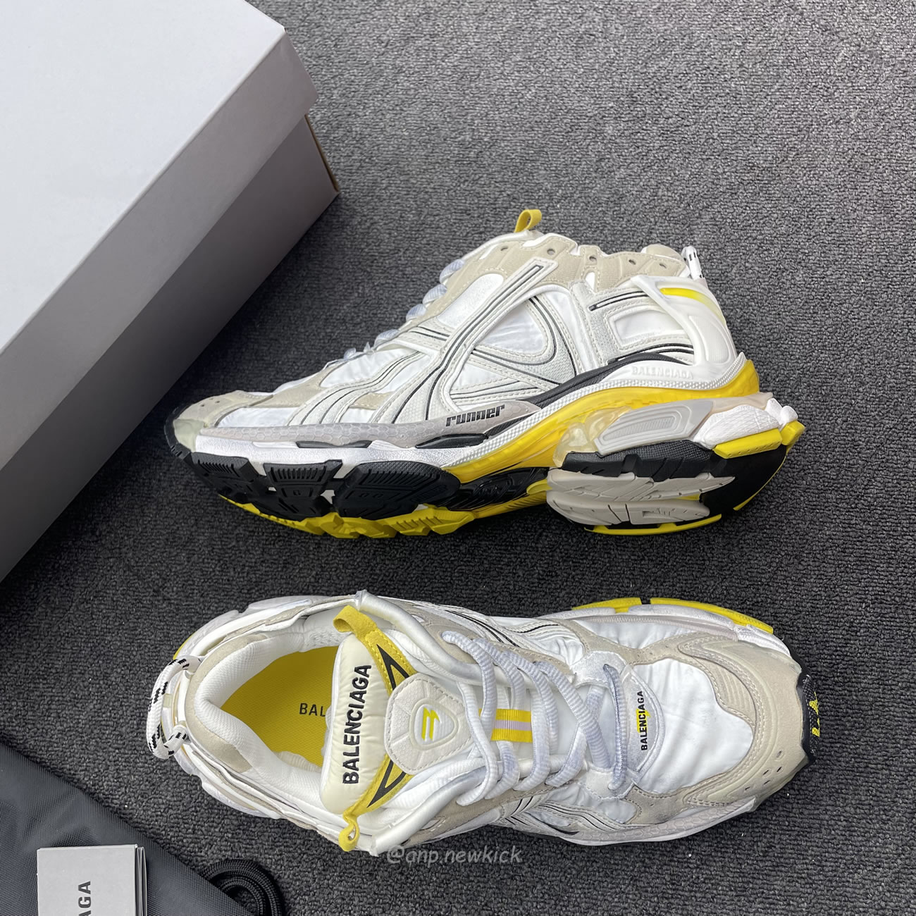 Balenciaga Runner Nylon Grey White Yellow Womens 772774 W3rny 9170 (6) - newkick.vip